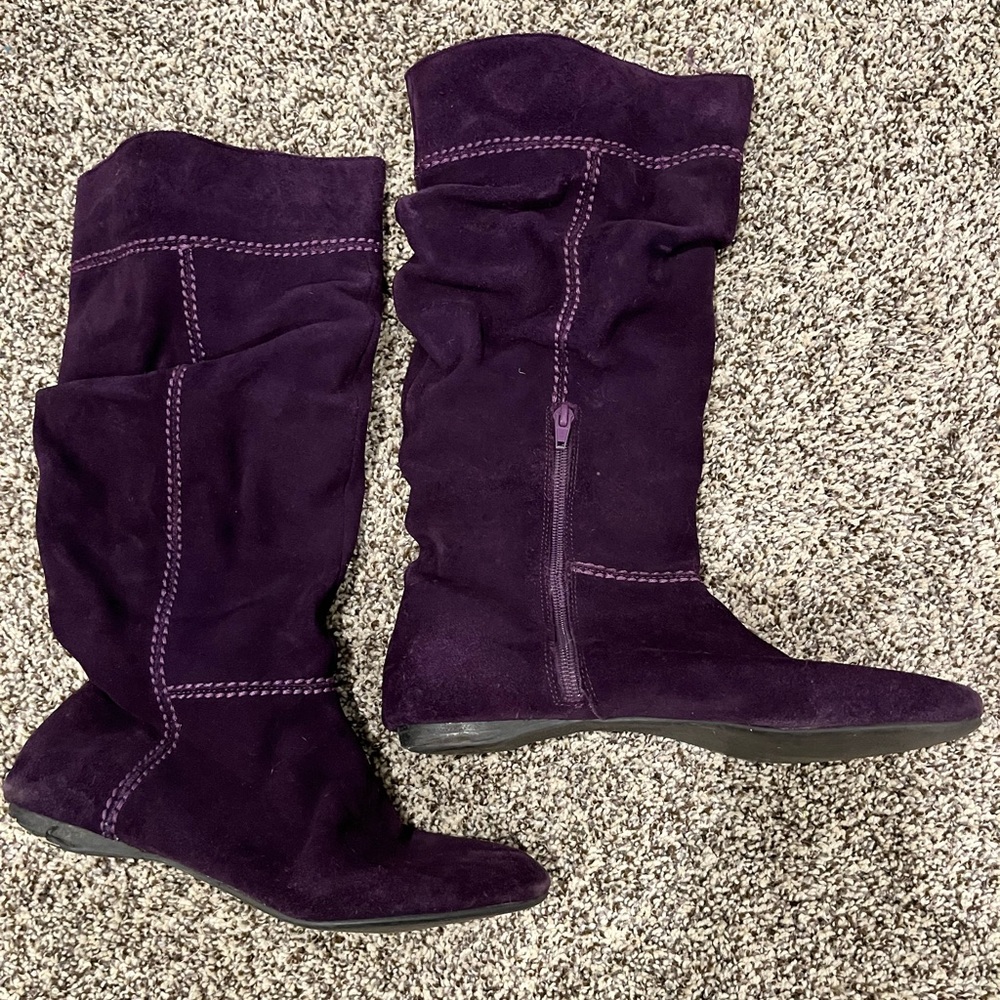 Purple Slouchy Suede Boots